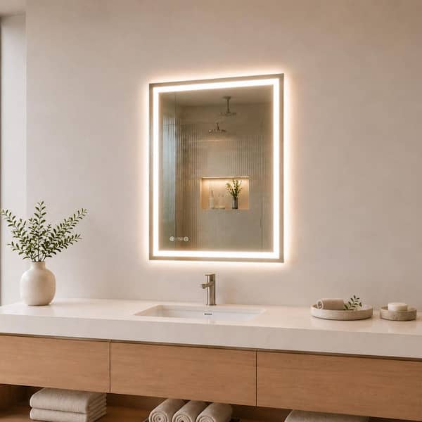 30 in. W x 36 in. H Rectangular Frameless LED Wall Bathroom Vanity Mirror