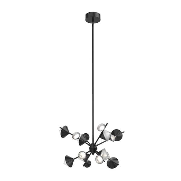 Geode 25 in. 10-Light 62-Watt Black Integrated LED Chandelier