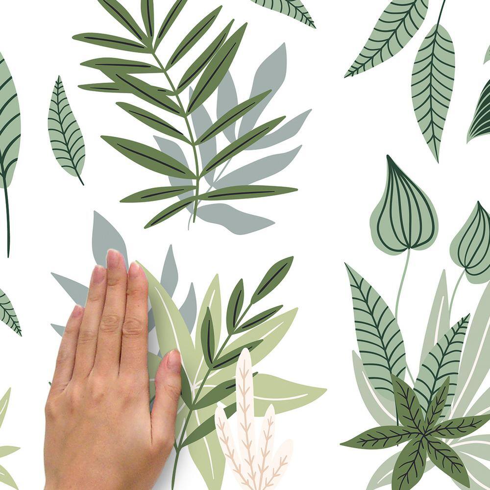 Green and Sage Tropical Leaves Peel and Stick Wall Decals