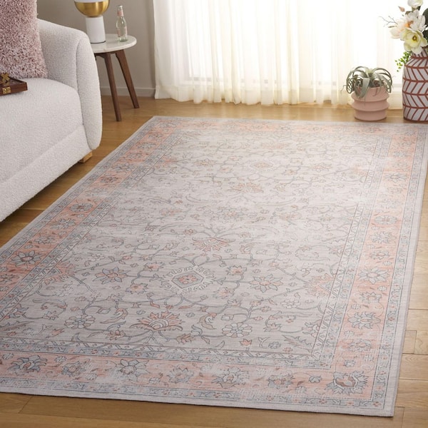 Arizona 9 ft. x 12 ft. Sage/Rust Machine Washable Distressed Faded Ornate Area Rug