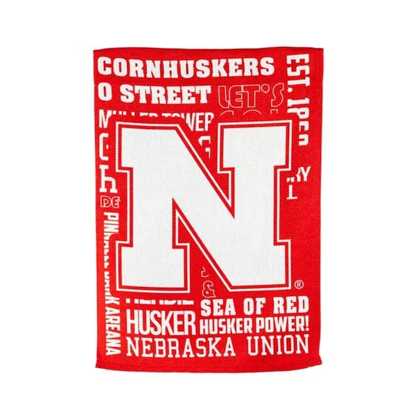 Team Sports America 2-5/12 ft. x 3-7/12 ft. University of Nebraska 2-Sided Fan Rules Suede House Flag