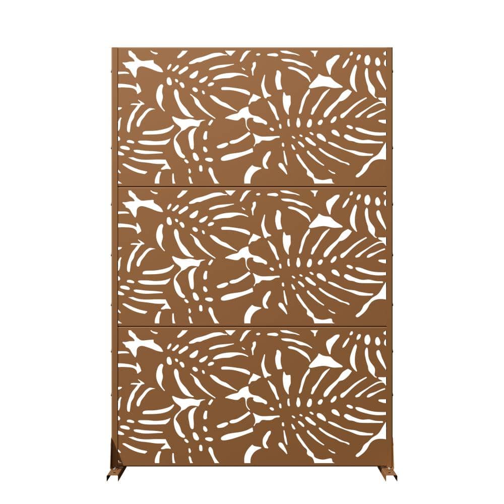 "72"" H x 47"" W Brown Freestanding Metal Privacy Screen, Outdoor Divider for Patio, Pool & Garden" price history on PriceWatchPro