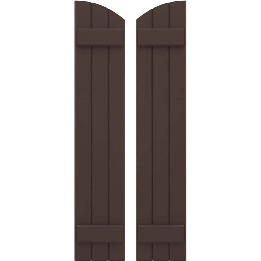 10-1/2 in. W x 38 in. H Americraft Exterior Real Wood Joined Board and Batten Shutters w/Elliptical Top in Raisin Brown price history on PriceWatchPro