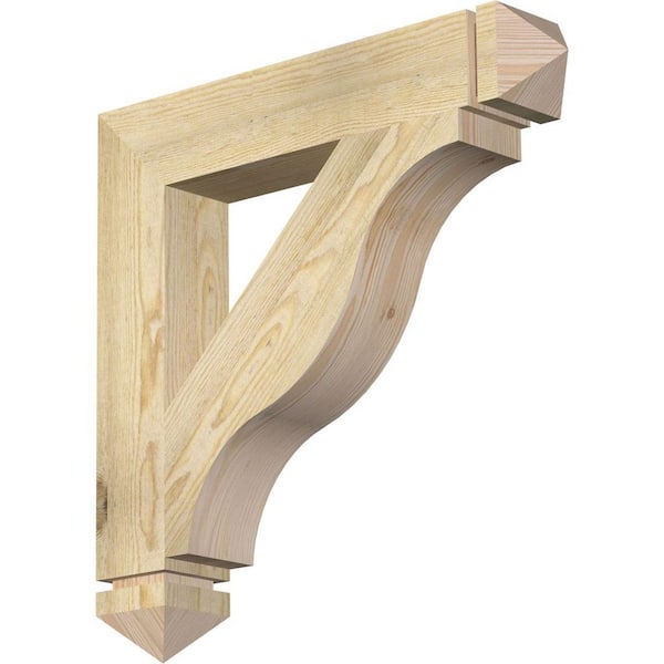 Ekena Millwork 4 in. x 24 in. x 24 in. Douglas Fir Funston Arts and Crafts Rough Sawn Bracket
