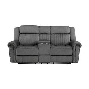 Abington 75.5 in. W Charcoal Microfiber Manual Double Reclining Love Seat with Center Console