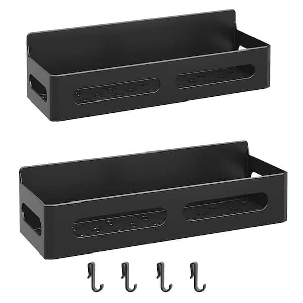 Unbranded Magnetic Spice Rack Organizer 4 Shelves Black Moveable Refrigerator Shelf with Hooks Kitchen Oven Storage