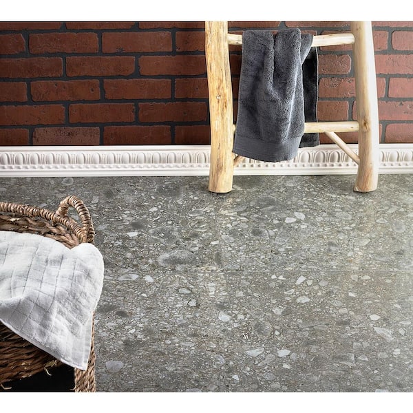 Rizzo Dark Gray 24 in. x 24 in. x 9mm Semi Polished Porcelain Floor and Wall Tile (3 pieces / 11.62 sq. ft. / box)