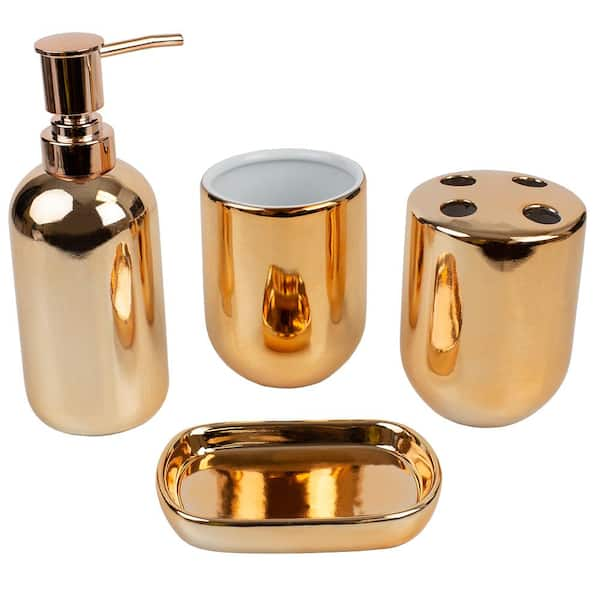 Home Basics 4-Piece Bath Accessory Set in Copper