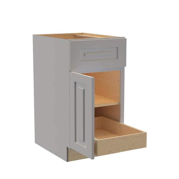 Home Decorators Collection Grayson 18 in. W x 24 in. D x 34.5 in. H Assembled Plywood Base Kitchen Cabinet in Pearl Gray with 1ROT Soft Close LH