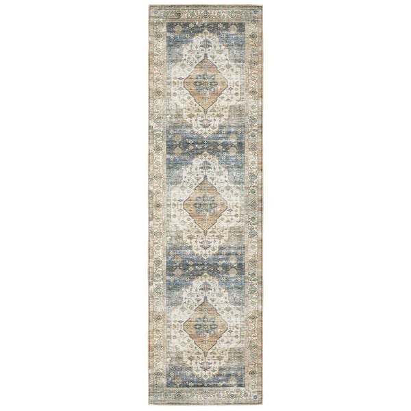 Harmony Denim 2 ft. x 7 ft. Indoor Machine Washable Runner Rug