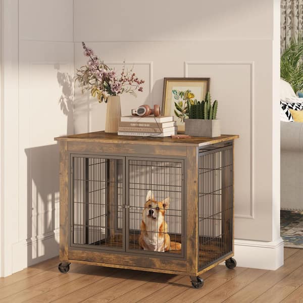 Miscool Cages for Dog Crate Furniture Dog Kennel Equipped Decorative Pet  Crate Dog House Side Tabel Small Size in Brown YCHD10DOG0688 - The Home  Depot