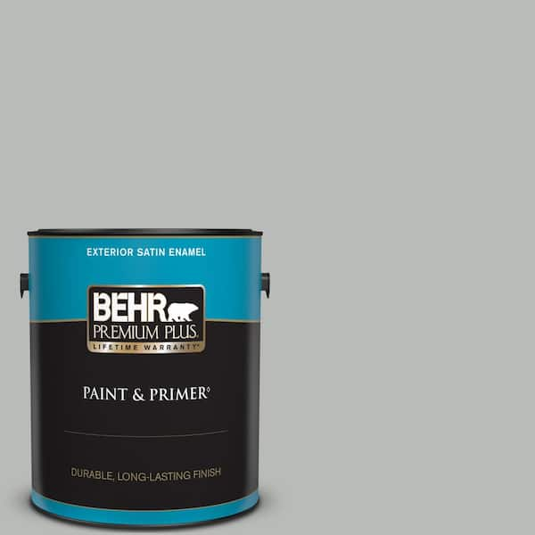 BEHR PREMIUM PLUS 1 gal. #T18-19 Quiet Time Satin Enamel Exterior Paint & Primer