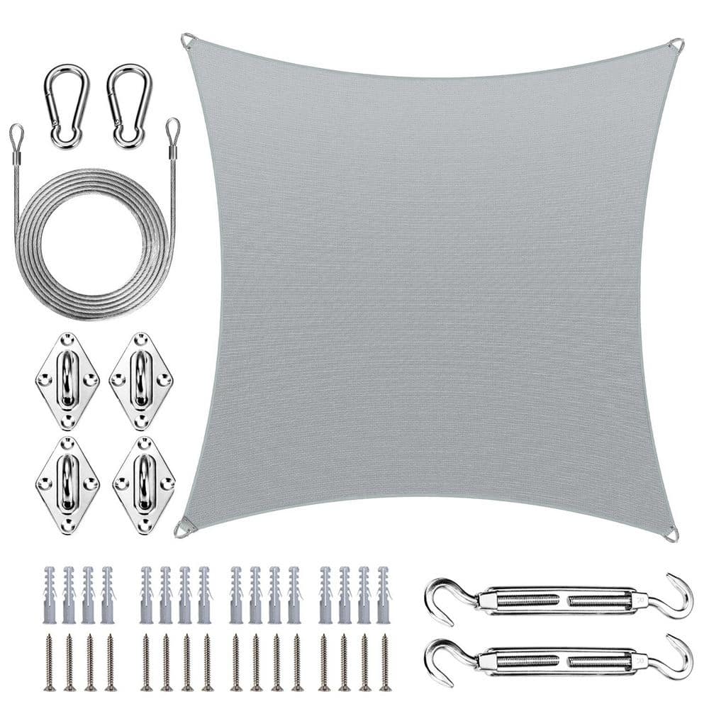 Pro Ring 12 ft. x 12 ft. Square Sun Shade Sail with Hardware Kit and Rope-Grey price history on PriceWatchPro