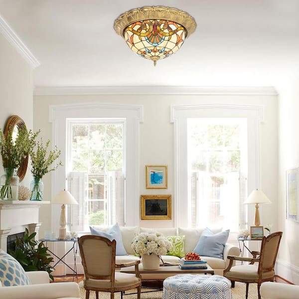 OUKANING 20.47 in. 36-Watt Gold European LED Flush Mount Ceiling