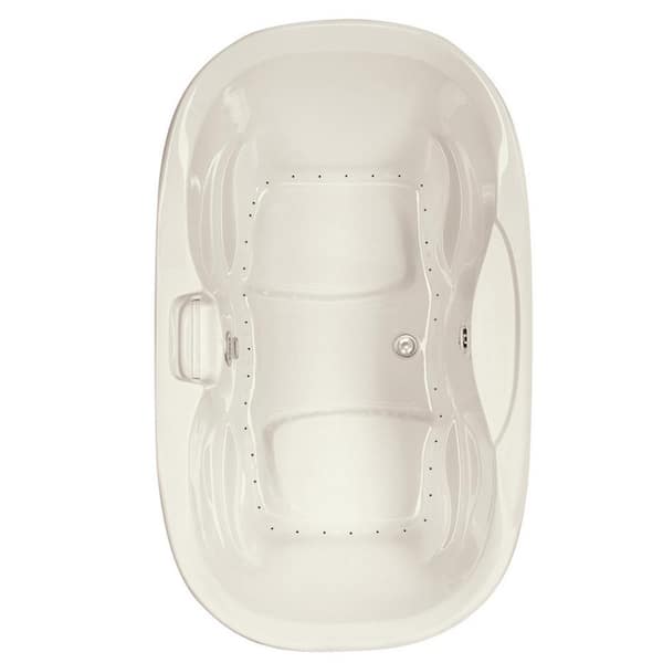 Aquatic Serenity 2 in. -72 in. Oval Drop-in Air Bath Tub Acrylic Center Drain with Chromatherapy in Biscuit