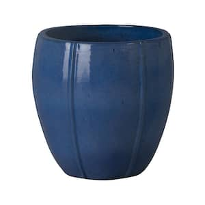 16.5 in. L x 16.5 in. H Blue Snow Ceramic Round Planter