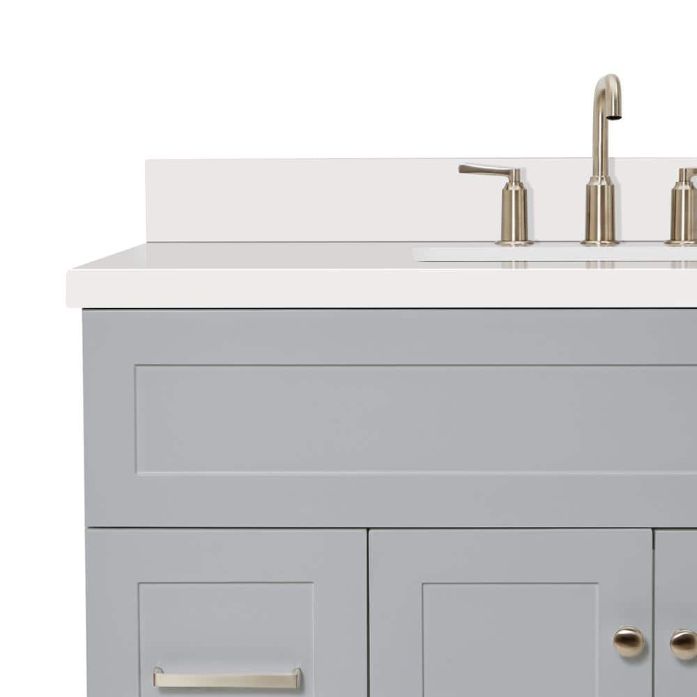 Hamlet 43" Gray Freestanding Single Vanity with White Quartz Top