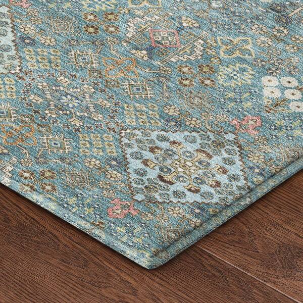 Mayfield Premium Machine Washable Abstract AMF2440 Teal 10 ft. x 14 ft. Area Rug