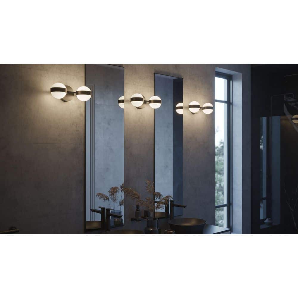 Verona 14 in. 4-Light Black Integrated LED Vanity Light with White Acrylic Shade price history on PriceWatchPro