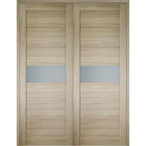Edna 60 in. x 79.375 in. Both Active 1-Lite Frosted Glass Shambor Finished Wood Composite Double Prehung French Door