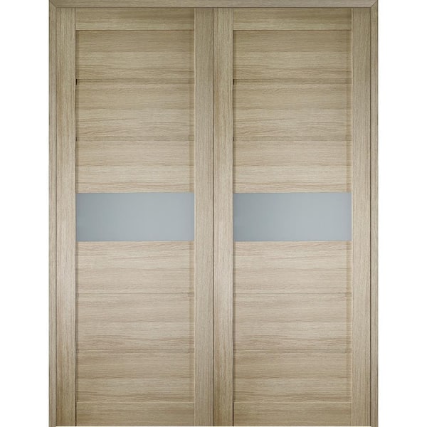 Belldinni Edna 72 in. x 79.375 in. Both Active 1-Lite Frosted Glass Shambor Finished Wood Composite Double Prehung French Door