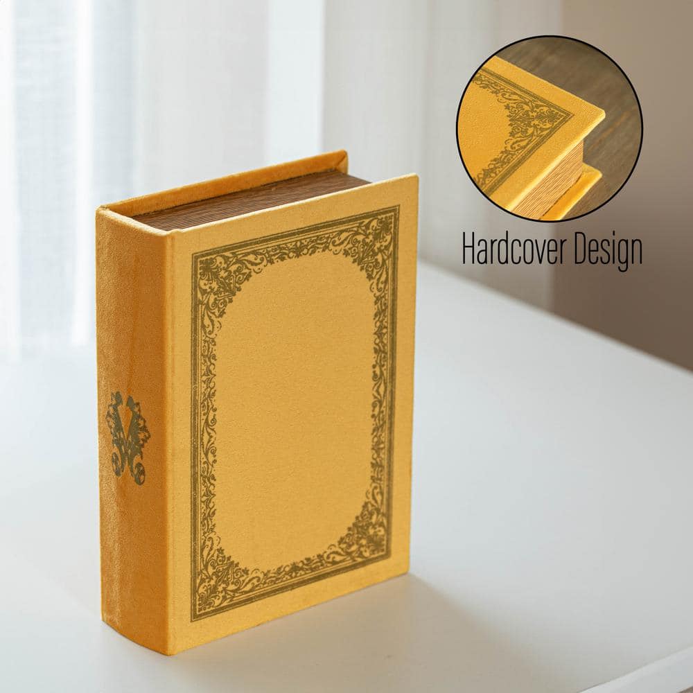 Set of 4 Yellow Vintage Book Shaped Wooden Storage Boxes