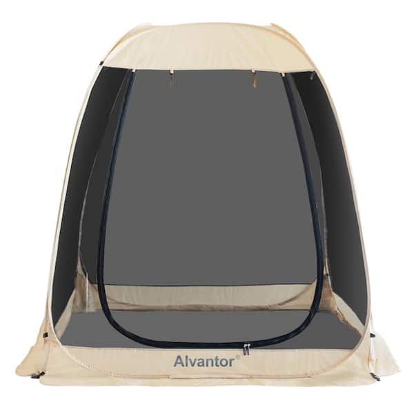 Alvantor 6 ft. x 6 ft. Beige Instant Pop Up Screen House Room Camping Tent, Mesh Walls, UPF 50+ UV Protection, Not Waterproof