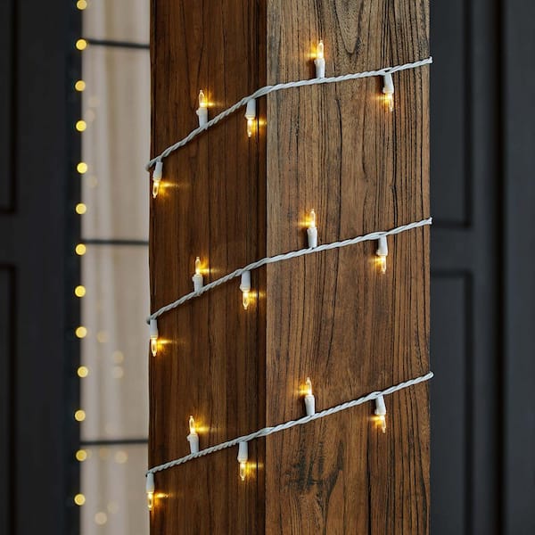 100 Count Warm White Mini LED Lights - White Wire