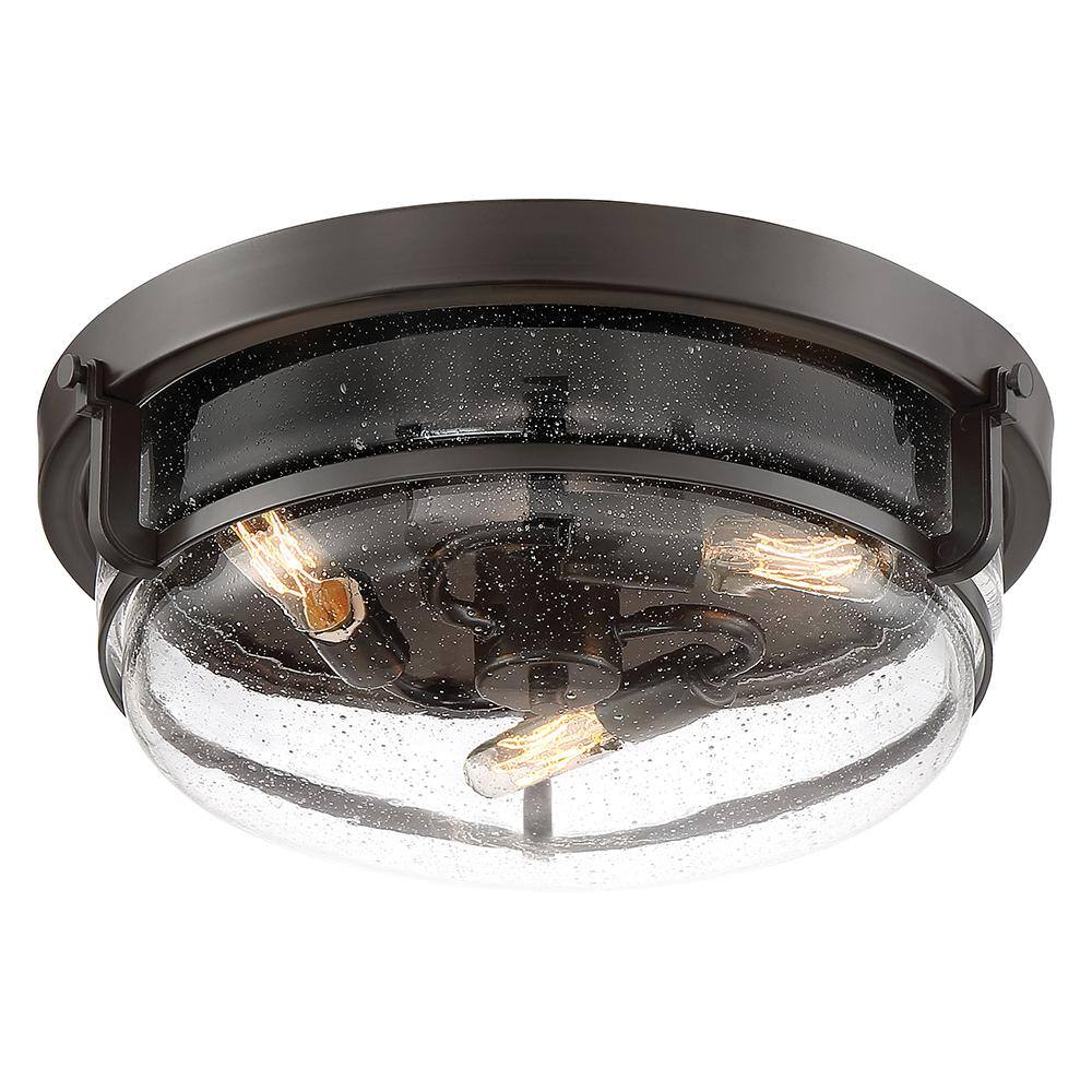 Palladian Bronze 14.75" Indoor/Outdoor Glass Bowl Flush Mount