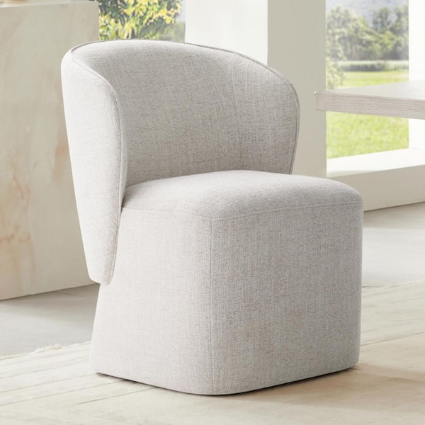 Maxwell Wheat Fabric Dining Chair with Casters and Wrap-Round Back for Diningroom
