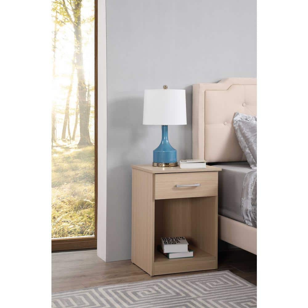 Lindsey 1-Drawer Beech Nightstand (24 in. H x 18 in. W x 16 in. D)