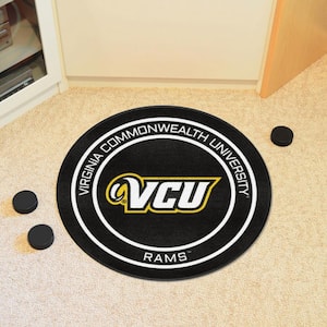 VCU Black 2 ft. Round Hockey Puck Accent Rug