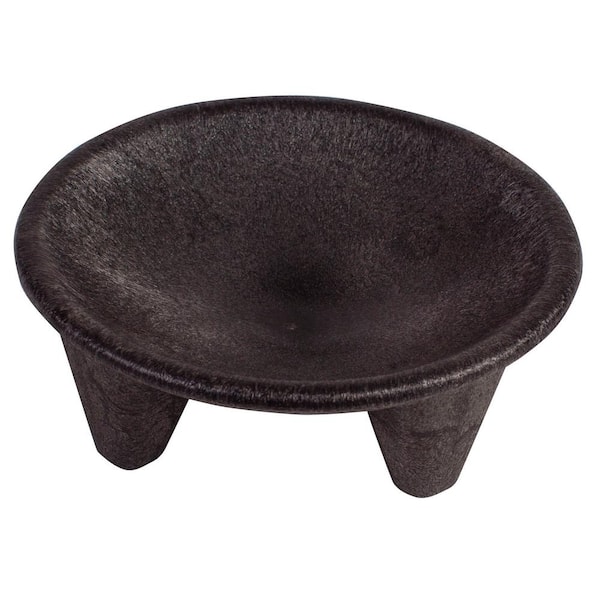Winco 5.1 in. Black Polypropylene Molcajete Chip and Dip Server (2-Pack)