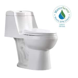 Fenwick 1-Piece 1.6 GPF/1.1 GPF Dual Flush Elongated Toilet in White