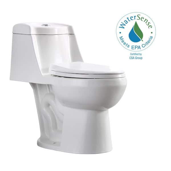 Glacier Bay Fenwick 1-Piece 1.6 GPF/1.1 GPF Dual Flush Elongated Toilet in White