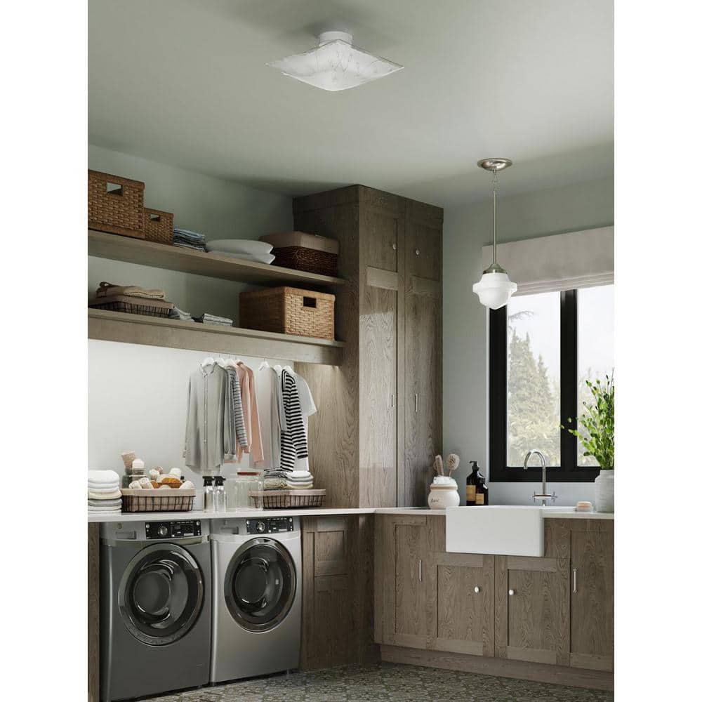 Brushed Nickel Mini Pendant with White Opal Glass Shade