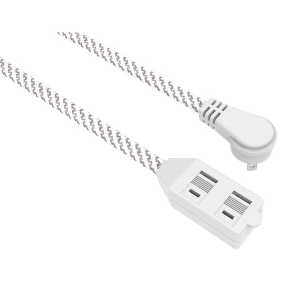 HDX 12 ft. 16/2 Braided Extension Cord with Safety Cover, in White and Grey