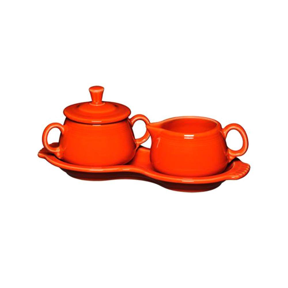 Fiesta 15 oz. 3-Piece Poppy Sugar Bowl and Creamer Tray Set 821338U ...