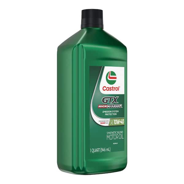CASTROL GTX High Mileage 10W-40 Synthetic Blend Motor Oil, 1 qt