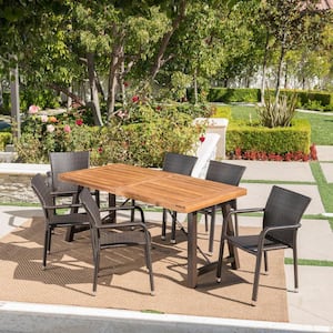Spencer Multi-Brown 7-Piece Faux Rattan Outdoor Dining Set