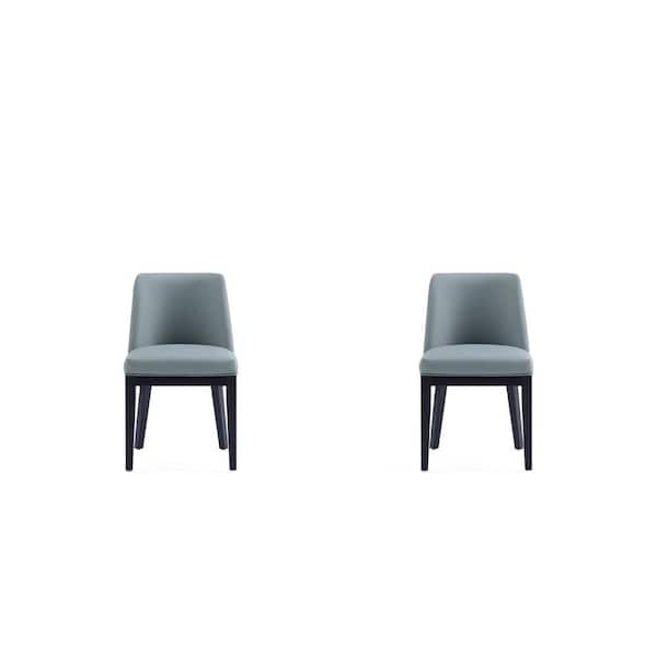 Manhattan Comfort Gansevoort Modern Pewter Faux Leather Upholstered Dining Chair (Set of 2)