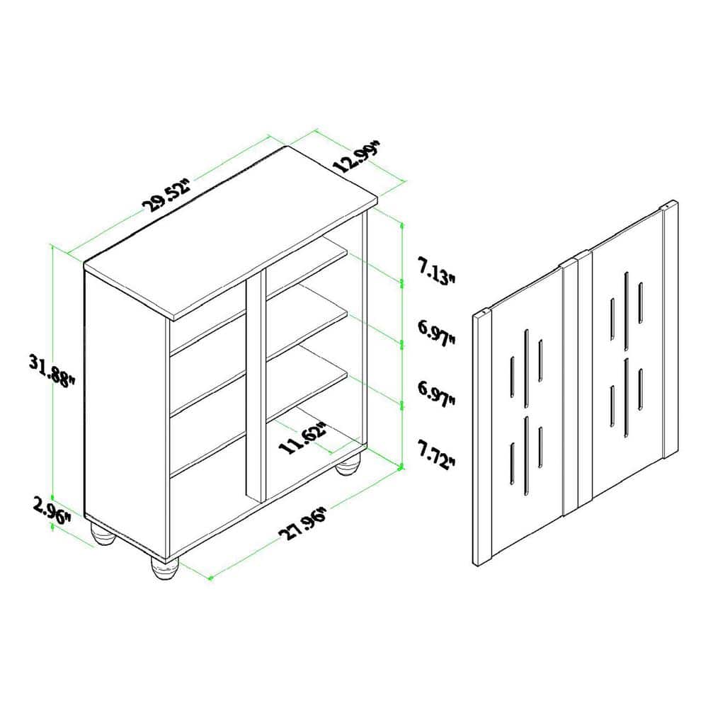 Espresso Brown Wood 2-Door Shoe Storage Cabinet with Metal Handles