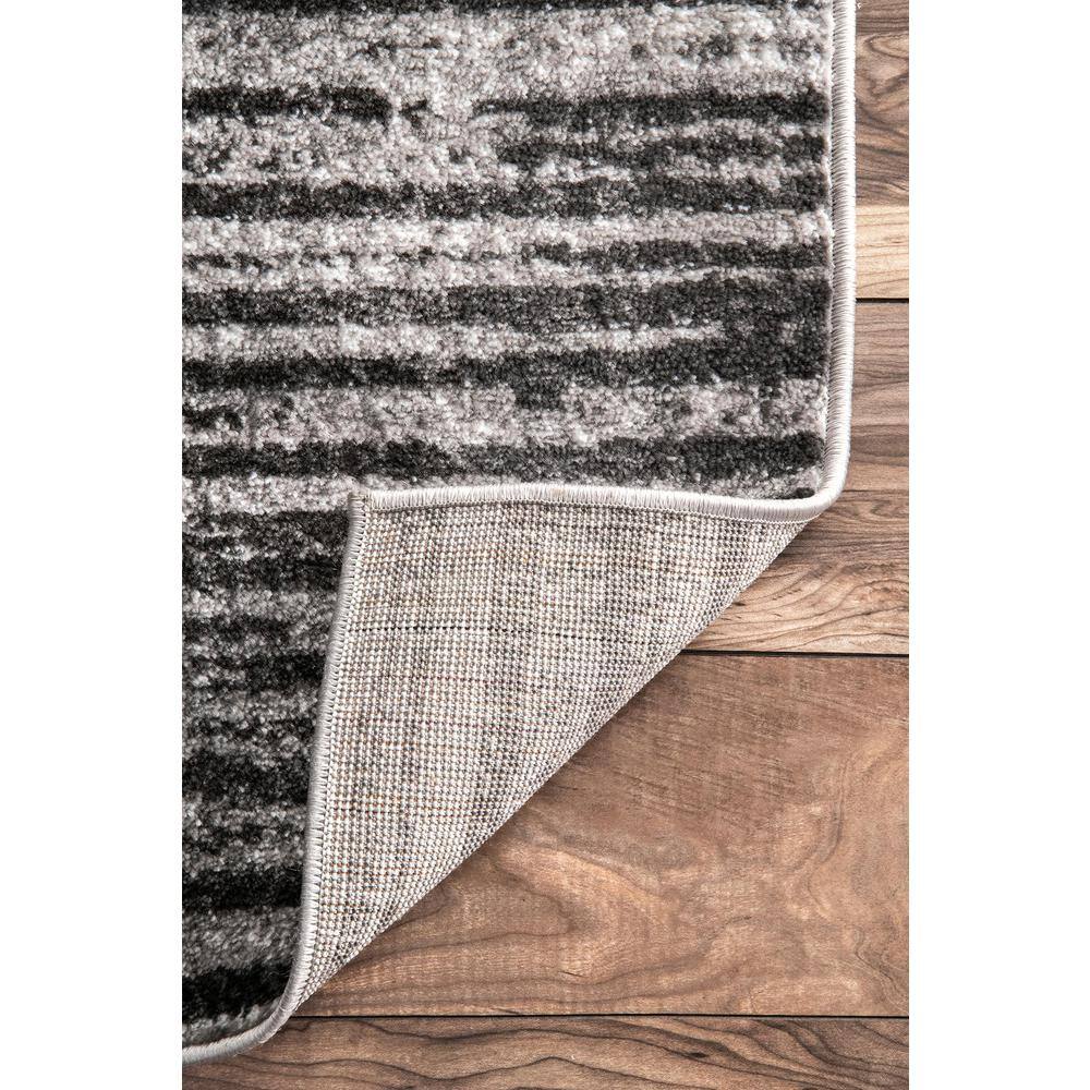 Gray Striped Synthetic Easy Care 2x3 Area Rug