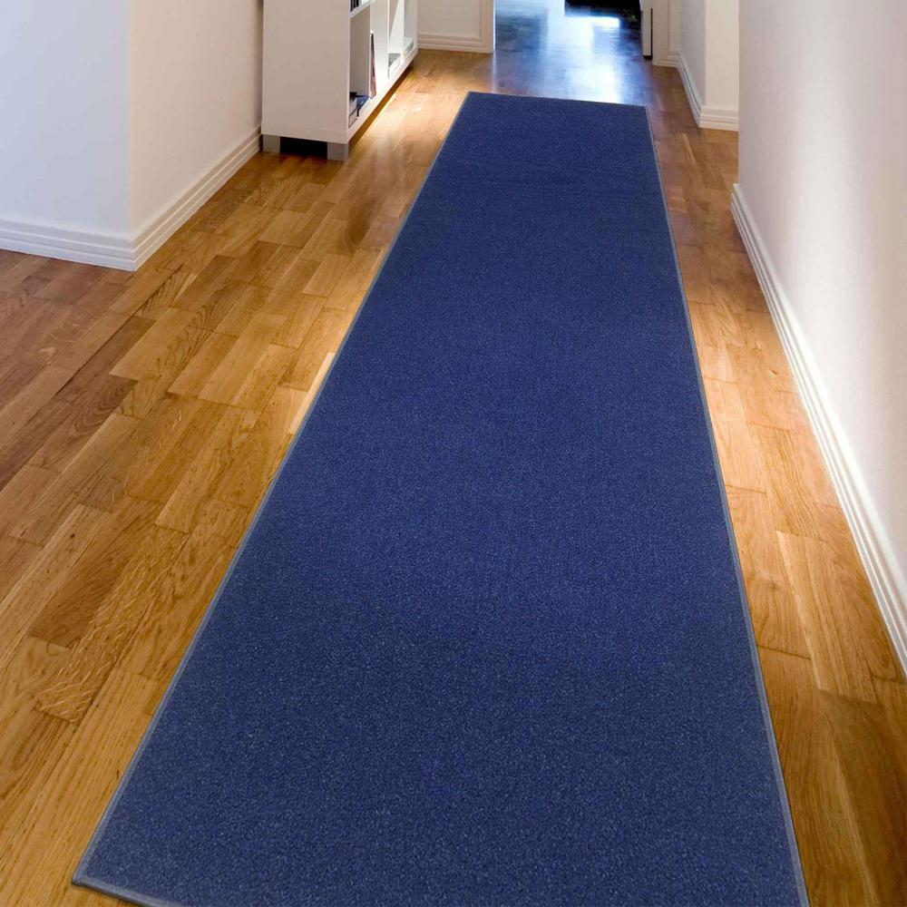 Navy Non-Slip Washable Synthetic Runner Rug 20" x 59"