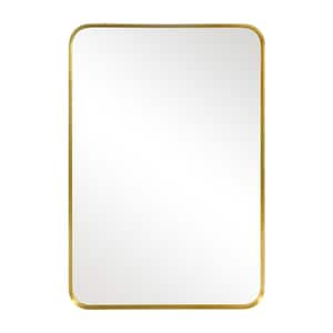 Gold 26 in. W x 37 in. H Rounded Rectangle Aluminum Alloy Electroplated Wall Mirror