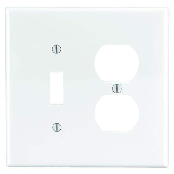 Leviton White 2-Gang 1-Toggle/1-Duplex Wall Plate (1-Pack)