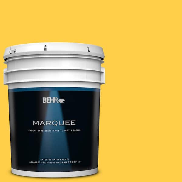 BEHR MARQUEE 5 gal. #360B-6 Flame Yellow Satin Enamel Exterior Paint & Primer