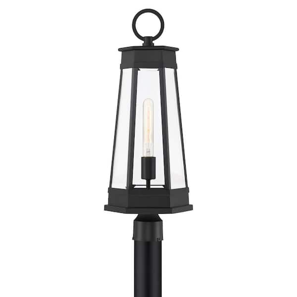 Payne 1-Light Matte Black Hardwired Outdoor Weather Resistant Metal Post Light Lantern with No Bulb Included