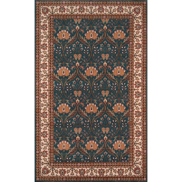 Momeni Persian Garden Teal Blue 5 ft. x 8 ft. Indoor Area Rug