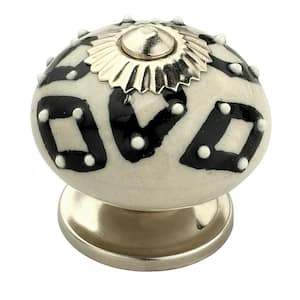 Diamond 1-3/5 in. (40 mm) Black and White Cabinet Knob